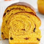 pumpkin yeast bread slices.
