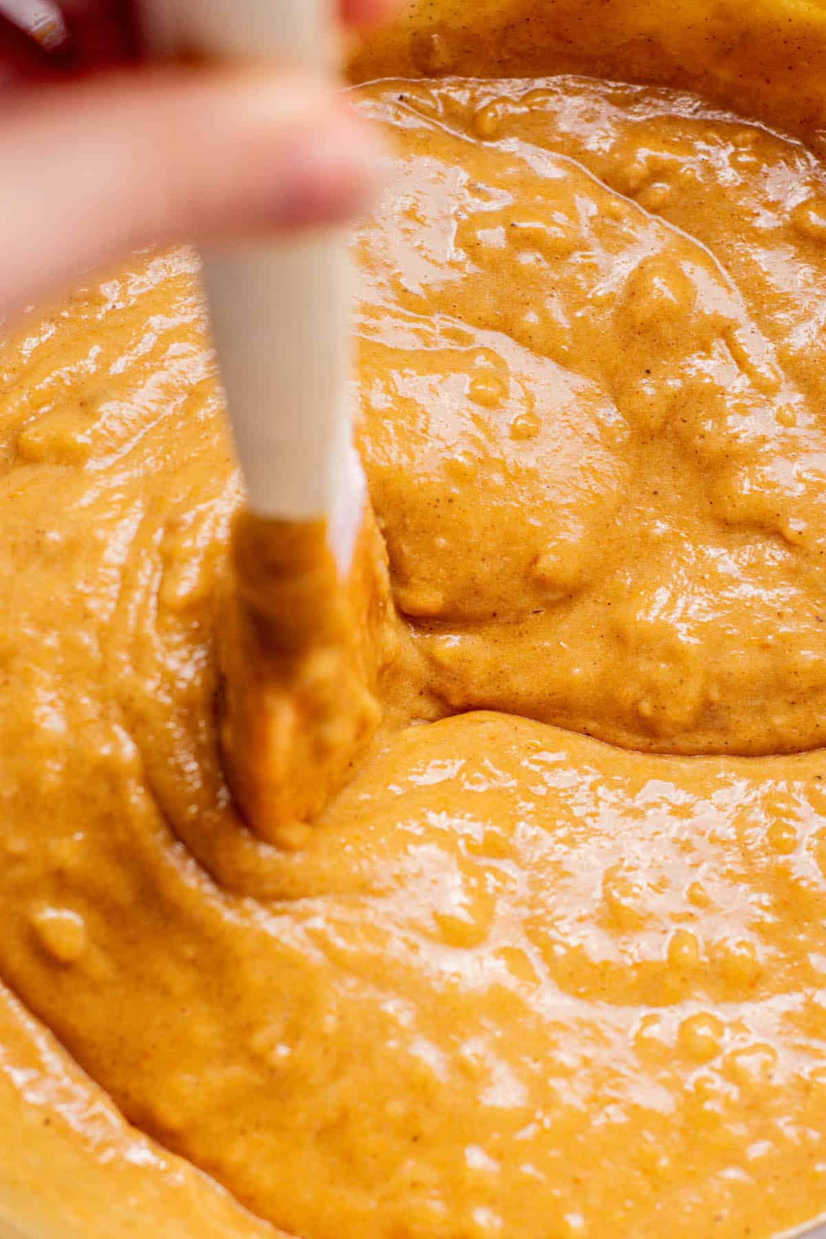 stirred pumpkin batter.