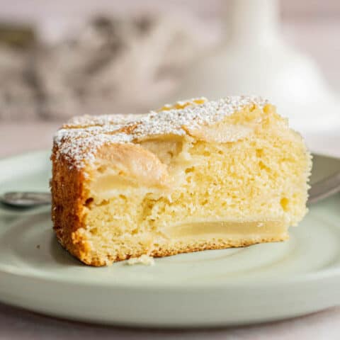 slice of french pear cake.