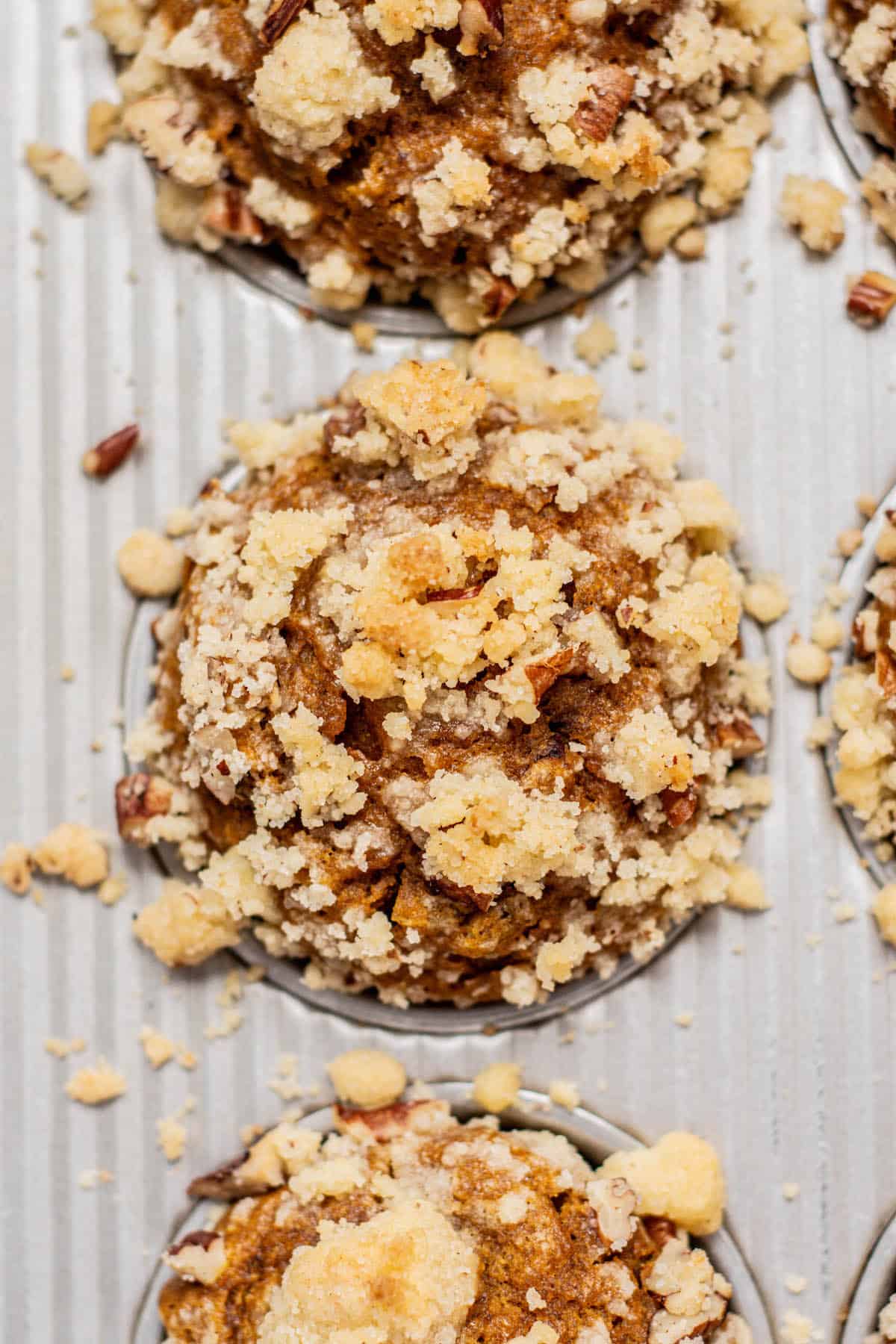 baked streusel muffins.