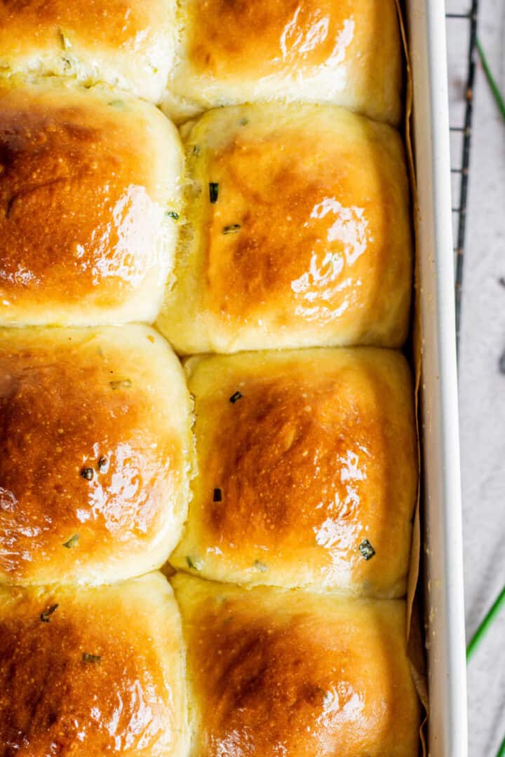 Sour Cream and Chive Rolls Baking With Butter