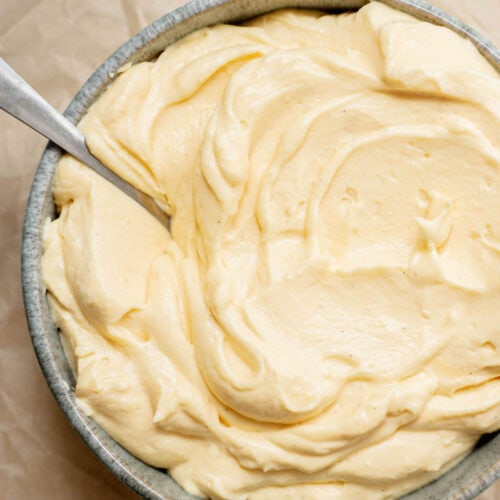 birds eye view of a bowl of creme legere.