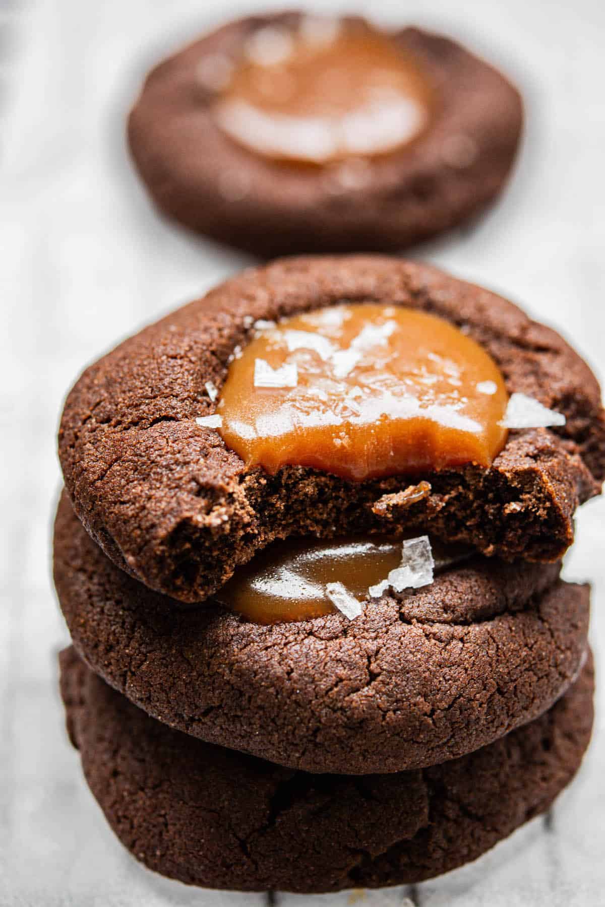 Bitten caramel cookie.