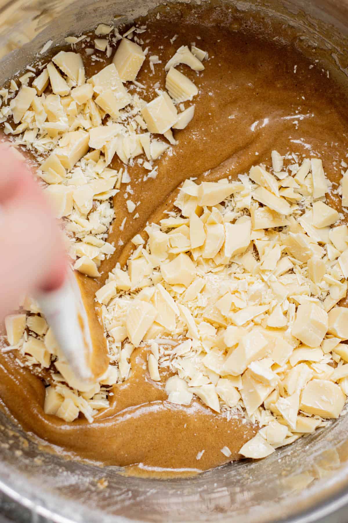 white chocolate in batter.