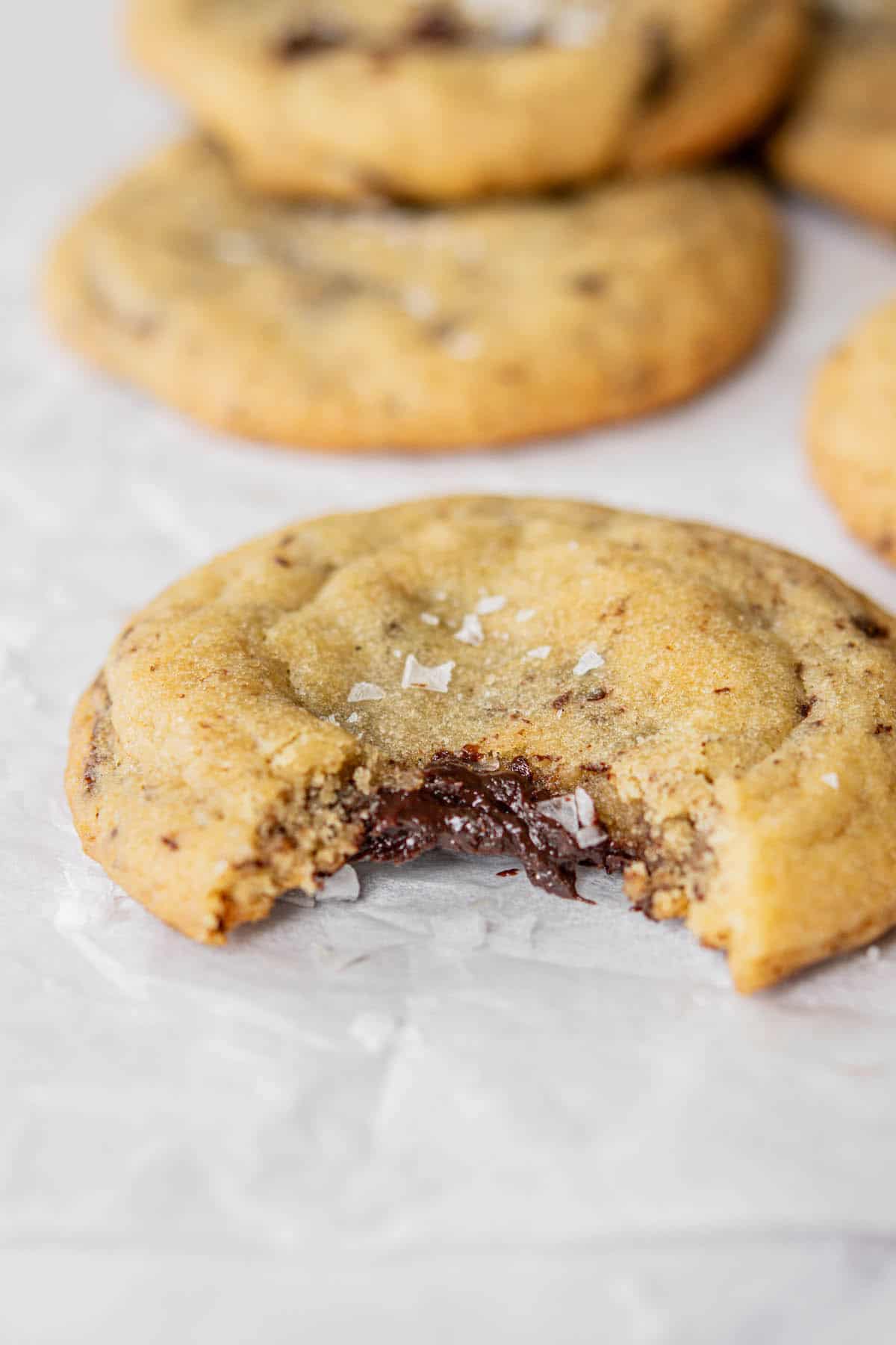 bitten chocolate filled cookies.