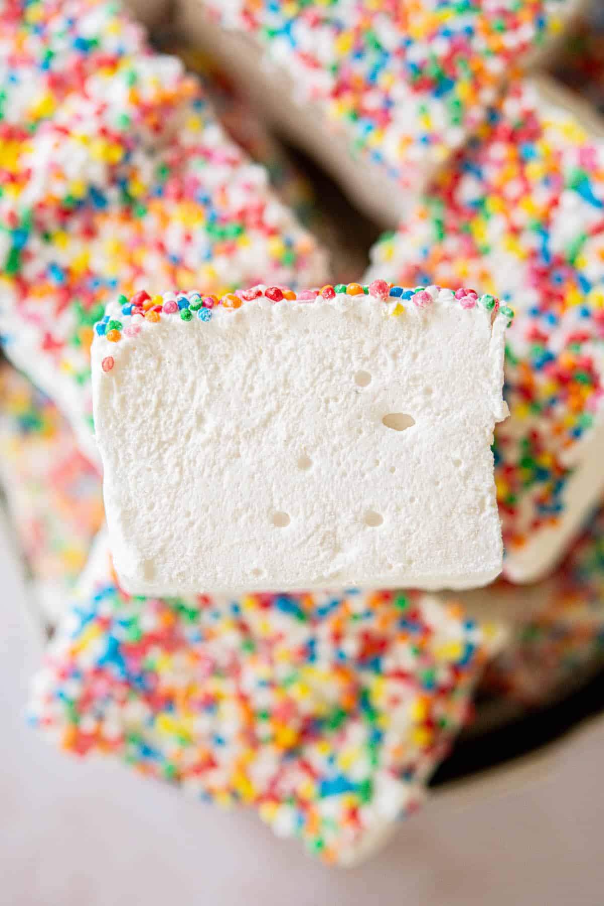 close up of fairy bread marshmallows.