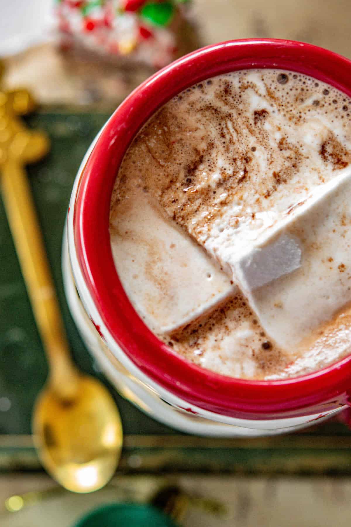 marshmallows in hot chocolate.