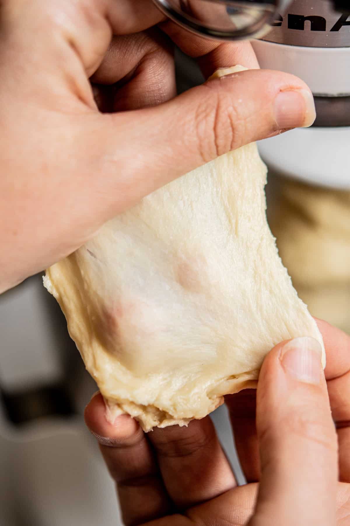 dough being stretched.