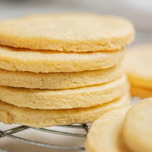 stacked sugar cookies.