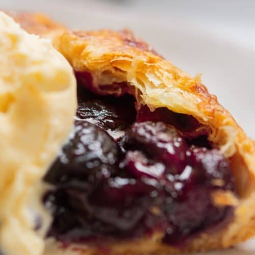 side view of cherry galette